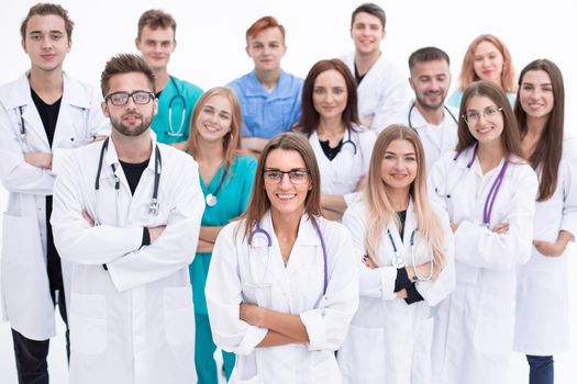 group portrait of medical center doctors. the concept of professionalism