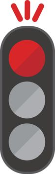 Illustration of a traffic light whose red signal is lit. vector.