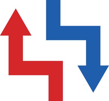 Red and blue arrow icon set. vector.