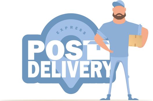 The postal courier. The style is cartoonish. Illustration in vector format. Isolated.