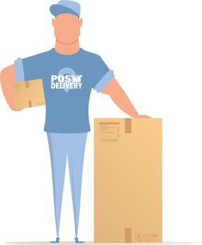 The postal courier. The style is cartoonish. Illustration in vector