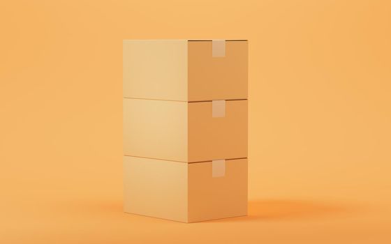 Cartons stacked together, 3d rendering.