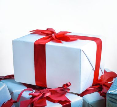 closeup. a variety of gift boxes.isolated on white