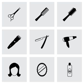 Vector black barber icons set