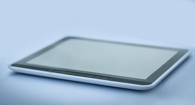 closeup . black tablet pc . isolated on a black background.