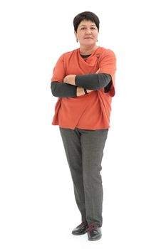 Casual woman standing isolated over a white background