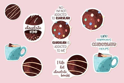 Hot chocolate bomb stickers set for planner and diary