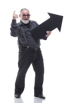 full- length . confident older man pointing the direction