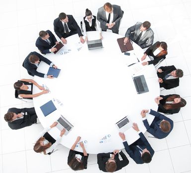 view from the top.meeting of shareholders of the company at the round - table.