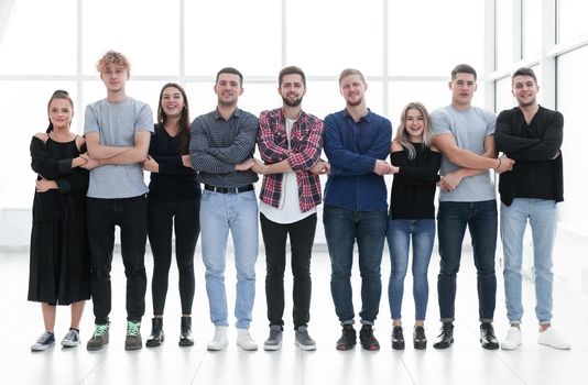 group of creative youth standing in a row