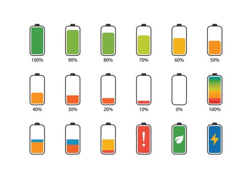Battery percentage icon set
