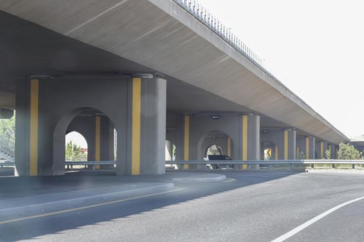 New concrete road junction in the form of a bridge on Ryskulov Avenue and Eastern Bypass