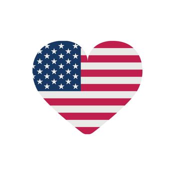 Official flag of the United States of America in the form of a heart - Vector