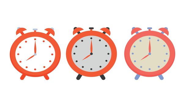 Set of red alarm clocks