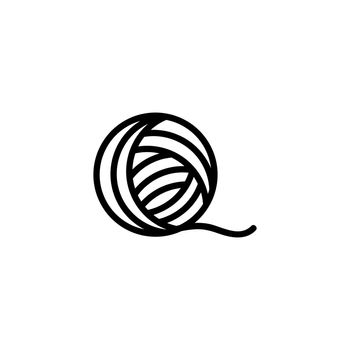 Yarn Ball for Knitting, Wool Thread. Flat Vector Icon illustration. Simple black symbol on white background. Yarn Ball for Knitting, Wool Thread sign design template for web and mobile UI element.