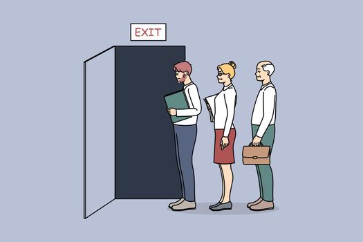 Employee in line to exit quitting jobs