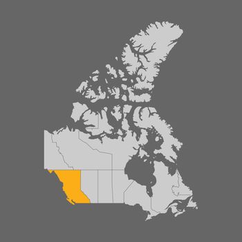 British columbia highlighted on the map of Canada