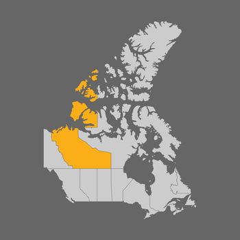 Northwest Territories highlight on map of Canada