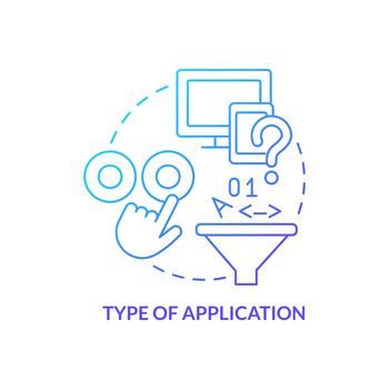 Type of application blue gradient concept icon