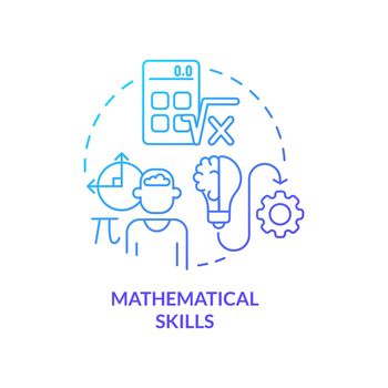 Mathematical skills blue gradient concept icon