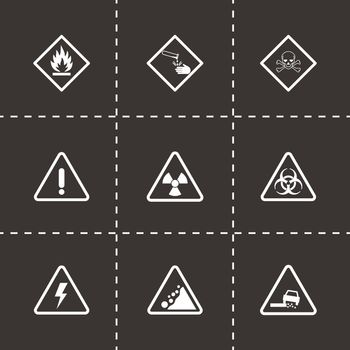Vector black danger icons set