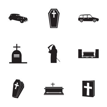 Vector funeral icons set
