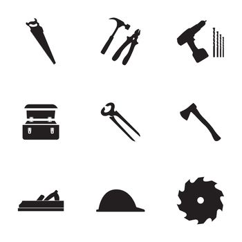 Vector black carpentry icons set