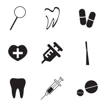 Vector dental icons set on white background