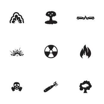 Vector black disaster icons set