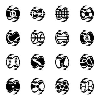 Vector Fire sport balls icon set