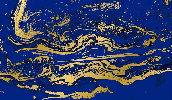 Vector marble blue and gold texture.