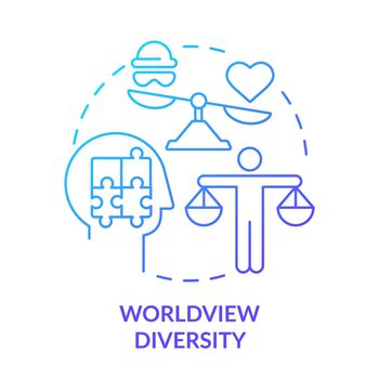 Worldview diversity blue gradient concept icon