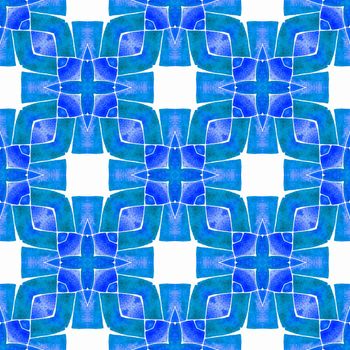 Exotic seamless pattern. Blue resplendent boho