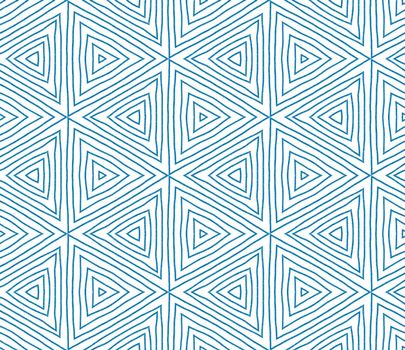 Exotic seamless pattern. Blue symmetrical kaleidoscope background. Textile ready outstanding print, swimwear fabric, wallpaper, wrapping. Summer swimwear exotic seamless design.