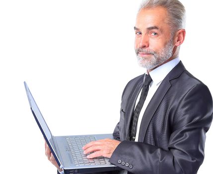 Old Business man with Laptop