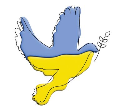 Flag of Ukraine in the form of a dove of peace