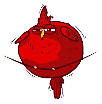 Funny cartoon fat red bird