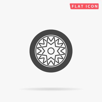 Car wheel flat vector icon