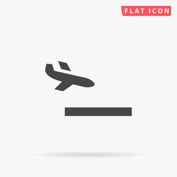 Plane landing flat vector icon