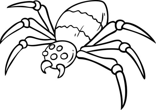 Cartoon graphic angry spider with canines