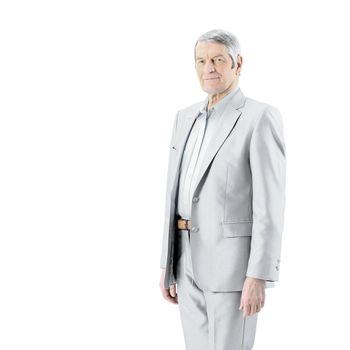 Nice businessman at the age of. Isolated on a white background.