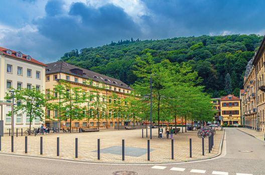 Friedrich-Ebert-Platz square with buildings in Heidelberg Old town historical centre