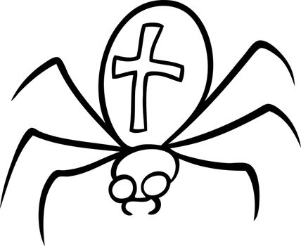 Cartoon graphic funny halloween spider with cross