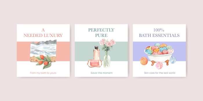 Banner template with bath essential concept,watercolor style