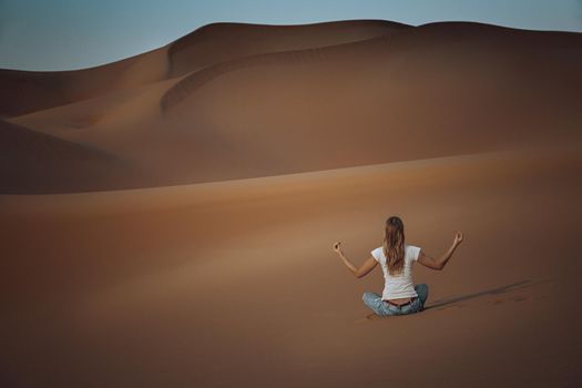 Meditation in Peaceful Desert