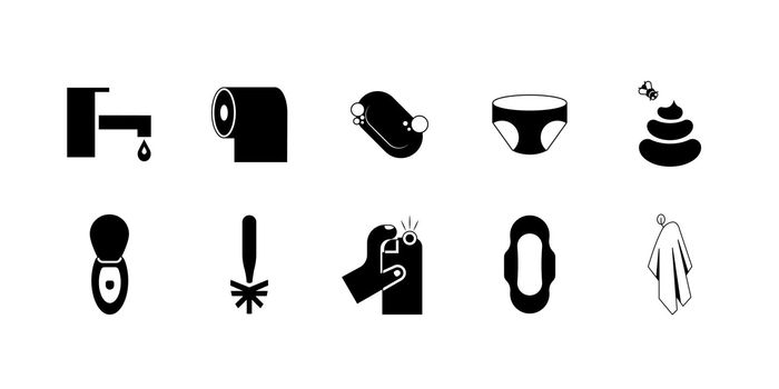 Toilet concept pictogram set vector illustration.