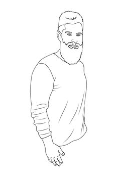 Man body with a beard sketch illustration.