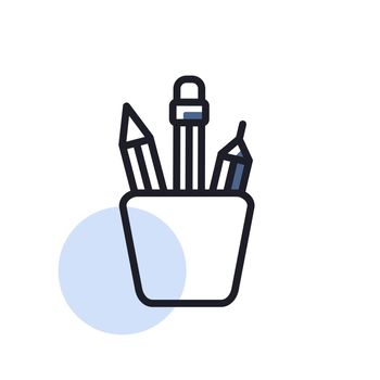 Pencil stand outline icon. Workspace sign