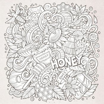 Cartoon cute doodles Honey illustration