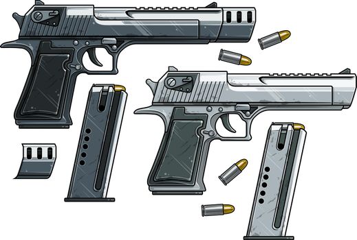 Graphic detailed handgun pistol with ammo clip
